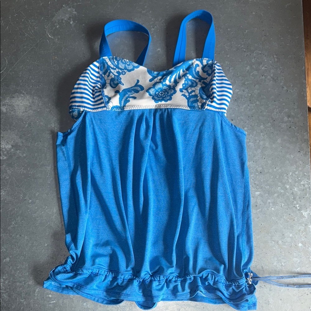 lululemon athletica Blue and White Tank Top